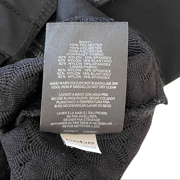 2B Bebe Lace Black Scoop Neck Stretch Bodysuit M/L - Picture 3 of 5
